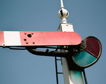 Low angle view of metallic structure against clear sky