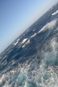 Scenic view of sea against blue sky