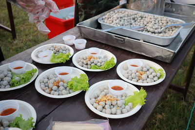 High angle view of food on table