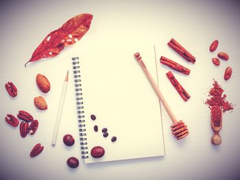 High angle view of food on white background