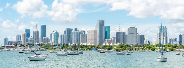 Panoramic view of modern buildings against sky