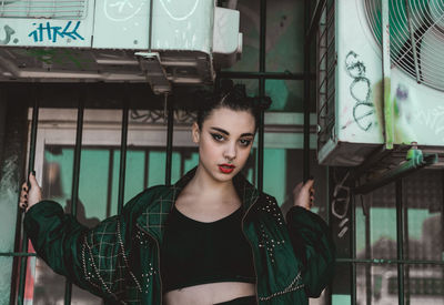 Portrait of young woman at music concert