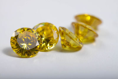 Close-up of yellow flowers on table