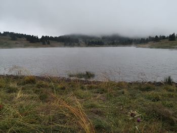 Scenic view of lake against sky