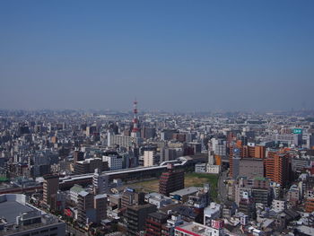 Cityscape against clear sky