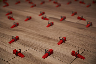 High angle view of stuffed toy on table