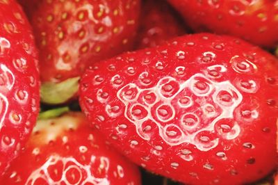 Close-up of water drops on strawberry
