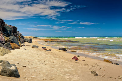 Scenic view of beach against sky