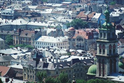 High angle shot of townscape