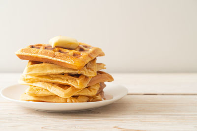 Close-up of food in plate on table