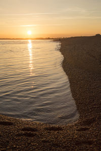 Scenic view of sea against sky at sunset