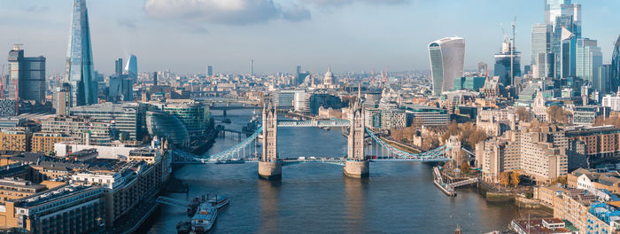 High angle view of buildings in city