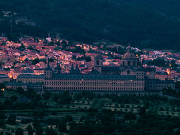 High angle view of buildings in city