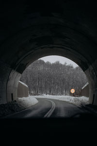 Road seen through tunnel