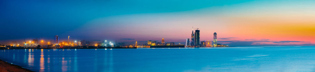 Scenic view of sea against sky at night