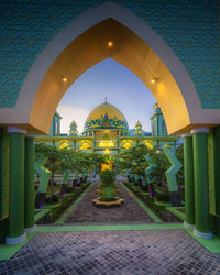 Illuminated entrance of building