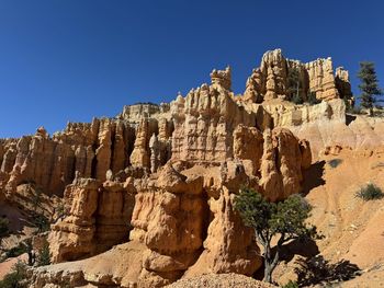 Low angle view of rock formations