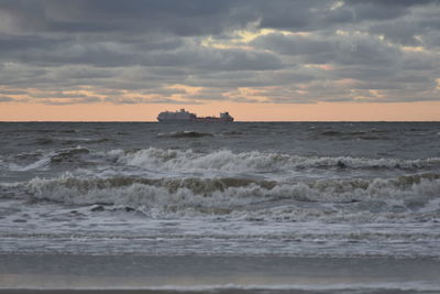 Scenic view of sea against sky during sunset