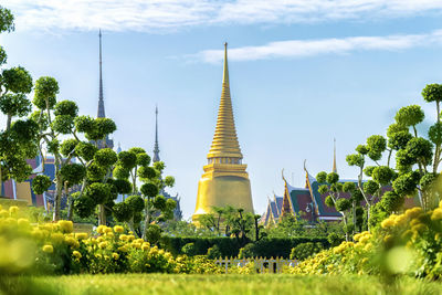 View of temple building against sky