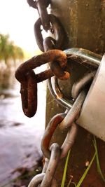 Close-up of rusty chain