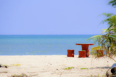 Scenic view of sea against clear sky
