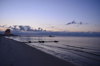 Scenic view of sea against sky at sunset