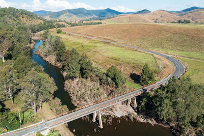 High angle view of road amidst landscape