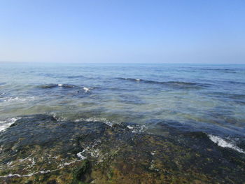 Scenic view of sea against clear sky