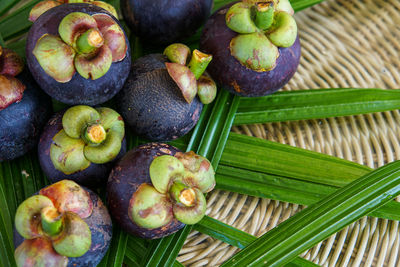 High angle view of fruits in basket