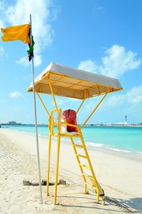 Scenic view of beach against cloudy sky