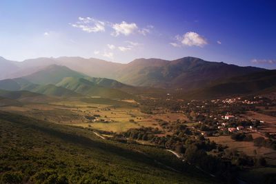 Scenic view of mountains against sky