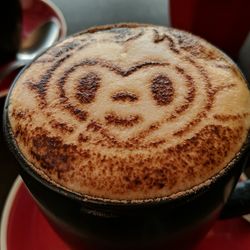 Close-up of coffee cup on table