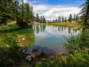 Scenic view of lake against sky