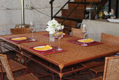 Table and chairs in restaurant