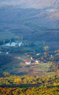 High angle view of agricultural field