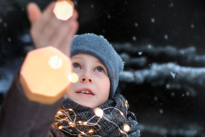 Portrait of girl in snow