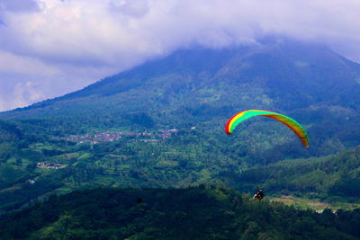 Scenic view of mountain range against sky