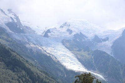 Scenic view of snowcapped mountains against sky in chamonix. 