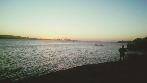 Scenic view of sea at sunset