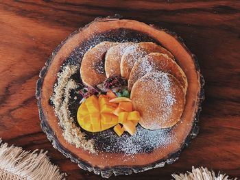 High angle view of cake on table