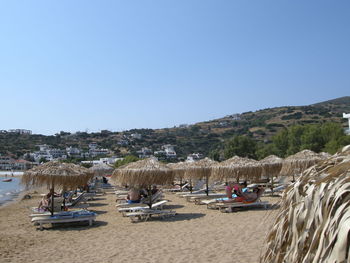 View of landscape against clear blue sky