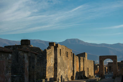 Panoramic view of old building against sky