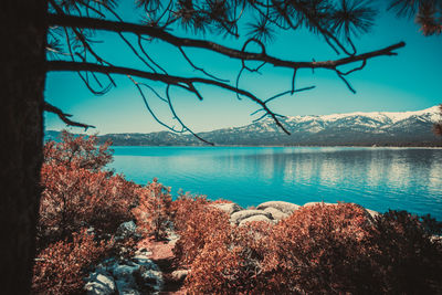 Scenic view of lake against sky