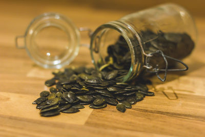Close-up of drink served on table