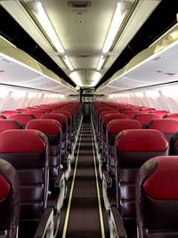 View of empty seats in airplane