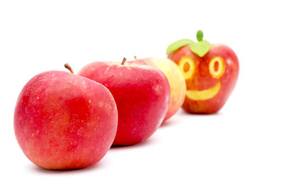 Close-up of apple against white background