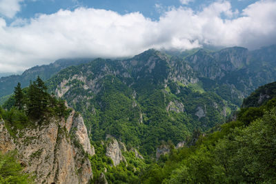 Panoramic view of mountains against sky