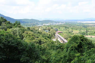 High angle view of townscape against sky