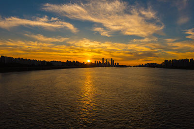 Scenic view of sea against sky during sunset