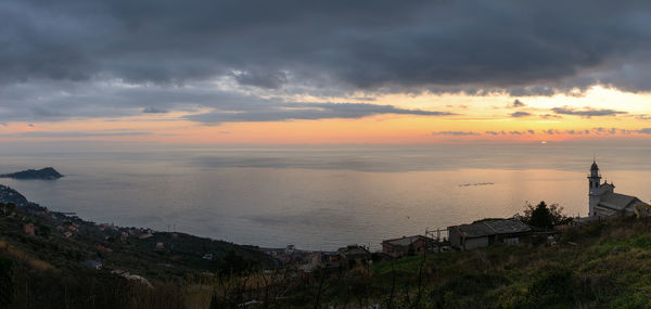 Scenic view of sea against sky during sunset